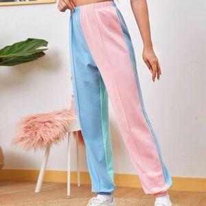 pastel color-block sweats
